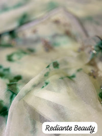 Green & Lemon Yellow Tie-Dye Chiffon Saree with Crystal Embroidery