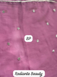 Royal Pink Georgette Saree with Silver Embroidery