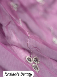 Royal Pink Georgette Saree with Silver Embroidery