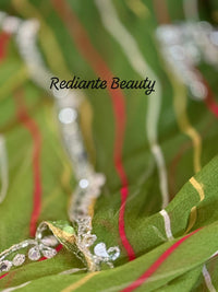 Enchanted Leheriya Bloom Georgette Saree – Silver Mirror & Cut Dana Embellishment