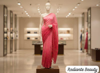 Shaded Rose Blush Bandhani Georgette Saree – Silver Cut Dana & Pink Beaded Detailing