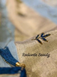 Powder Blue Tissue Organza Saree – Golden Opulence Cascade