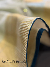 Powder Blue Tissue Organza Saree – Golden Opulence Cascade