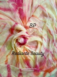 Golden Saffron Radiance Georgette Saree – Silver Cut Dana & Beaded Leaf Embroidery