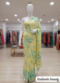 Firozi Blue Silk Georgette Saree – Riverside Ombre Elegance