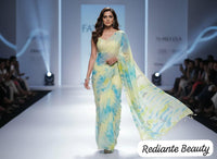 Firozi Blue Silk Georgette Saree – Riverside Ombre Elegance