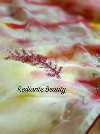 Rose Pink Silk Georgette Saree – Blossom Radiance Ombre