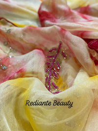 Rose Pink Silk Georgette Saree – Blossom Radiance Ombre