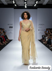 Light Yellow Chiffon Saree – Golden Dawn Florals