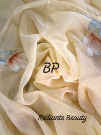 Light Yellow Chiffon Saree – Golden Dawn Florals