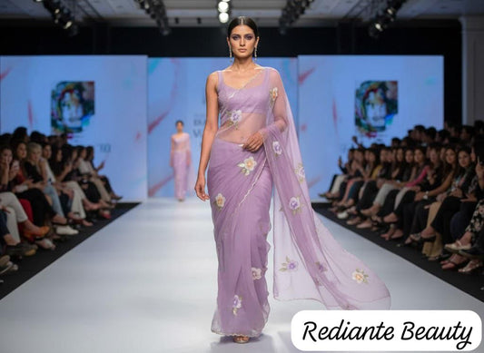 Lavender Chiffon Saree – Dusk Garden Illusion