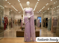 Lavender Chiffon Saree – Dusk Garden Illusion