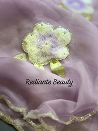 Lavender Chiffon Saree – Dusk Garden Illusion