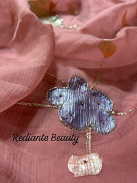 Coral Pink Chiffon Saree – Evening Blush Fantasy