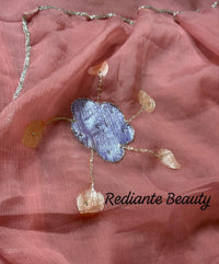 Coral Pink Chiffon Saree – Evening Blush Fantasy