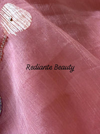 Coral Pink Chiffon Saree – Evening Blush Fantasy