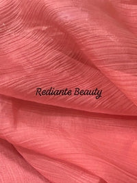 Coral Pink Chiffon Saree – Evening Blush Fantasy