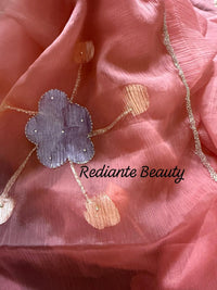 Coral Pink Chiffon Saree – Evening Blush Fantasy
