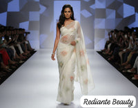 White Chiffon Saree – Earth Whisper Bloom