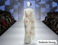 White Chiffon Saree – Earth Whisper Bloom