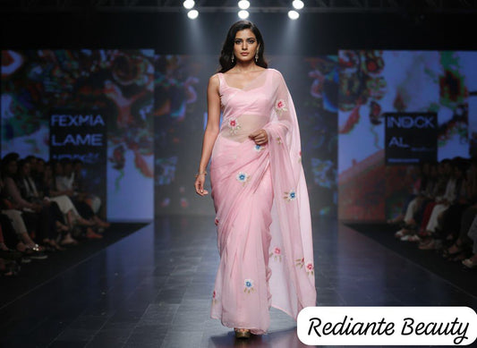 Baby Pink Chiffon Saree – Pastel Petal Grace