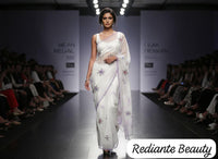Off White Chiffon Saree – Lavender Bloom Serenity