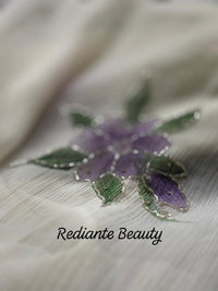 Off White Chiffon Saree – Lavender Bloom Serenity