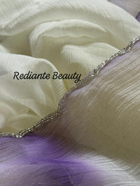 Off White Chiffon Saree – Lavender Bloom Serenity