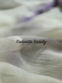 Off White Chiffon Saree – Lavender Bloom Serenity