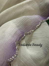 Off White Chiffon Saree – Lavender Bloom Serenity