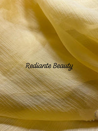 Mustard Yellow Chiffon Saree – Blooming Dew Elegance