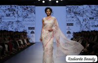 Off-White Chiffon Saree – Lotus Bloom in Frosted Whisper