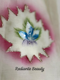 Off-White Chiffon Saree – Lotus Bloom in Frosted Whisper