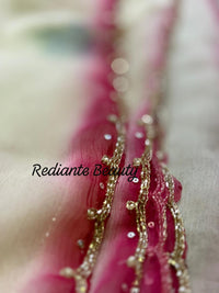 Off-White Chiffon Saree – Lotus Bloom in Frosted Whisper