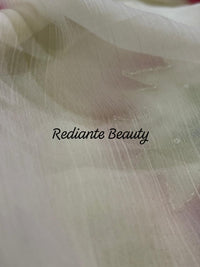 Off-White Chiffon Saree – Lotus Bloom in Frosted Whisper