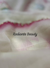 Off-White Chiffon Saree – Lotus Bloom in Frosted Whisper