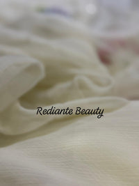 Off-White Chiffon Saree – Lotus Bloom in Frosted Whisper