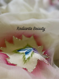 Off-White Chiffon Saree – Lotus Bloom in Frosted Whisper