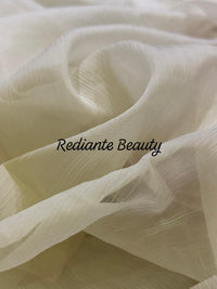 Off-White Chiffon Saree – Lotus Bloom in Frosted Whisper