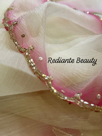 Off-White Chiffon Saree – Lotus Bloom in Frosted Whisper