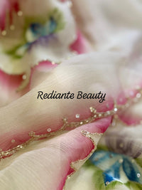 Off-White Chiffon Saree – Lotus Bloom in Frosted Whisper