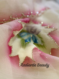 Off-White Chiffon Saree – Lotus Bloom in Frosted Whisper