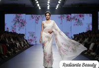 Off-White Chiffon Saree – Blush Petal Symphony