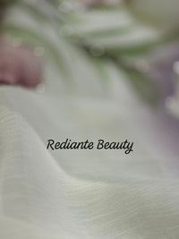 Off-White Chiffon Saree – Blush Petal Symphony