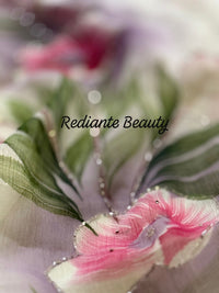 Off-White Chiffon Saree – Blush Petal Symphony