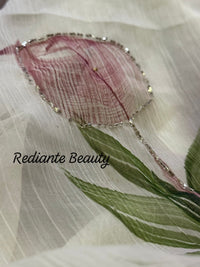 Off-White Chiffon Saree – Blush Petal Symphony