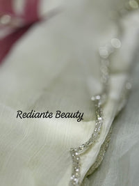 Off-White Chiffon Saree – Scarlet Bloom in Whispered Elegance