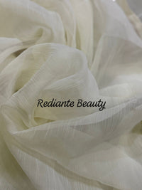 Off-White Chiffon Saree – Scarlet Bloom in Whispered Elegance