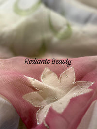 Off-White Chiffon Saree – Serenity Bloom in Pastel Symphony