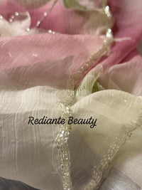 Off-White Chiffon Saree – Serenity Bloom in Pastel Symphony